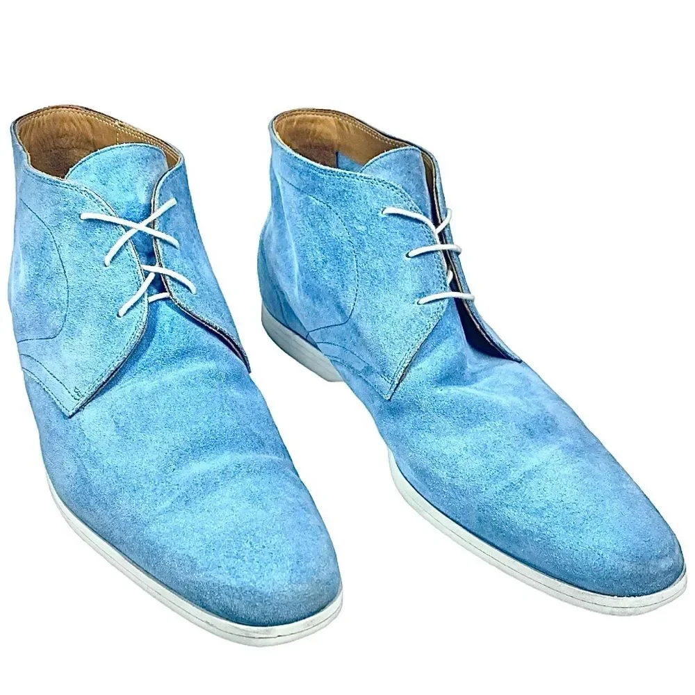 Sutor Mantellassi Blue Suede Chelsea Boots Mens US 10.5 / UK 9.5 Luxury Italian